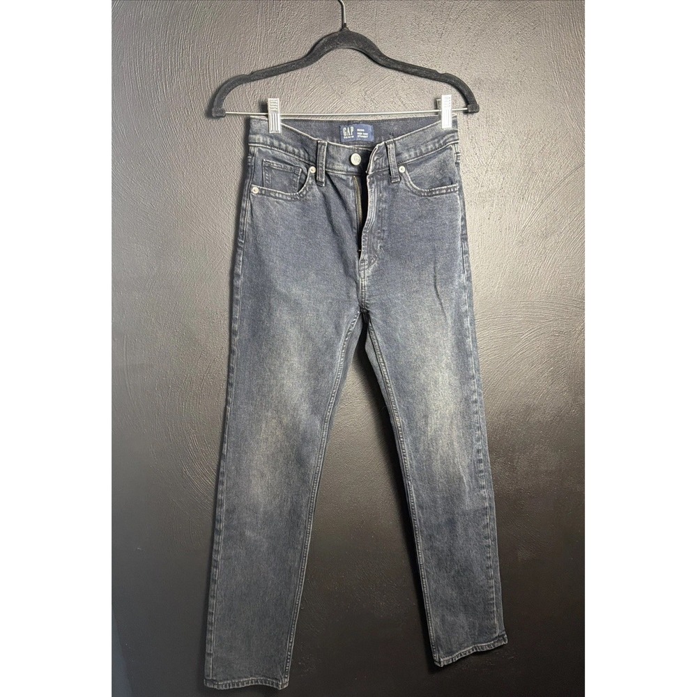 Gap Women's High Rise Straight Leg Jeans Washed Black Size 00 24R